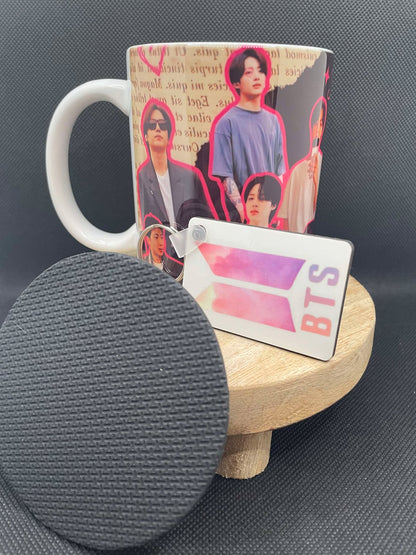 Coffret mug BTS + sous tasse + porte clé