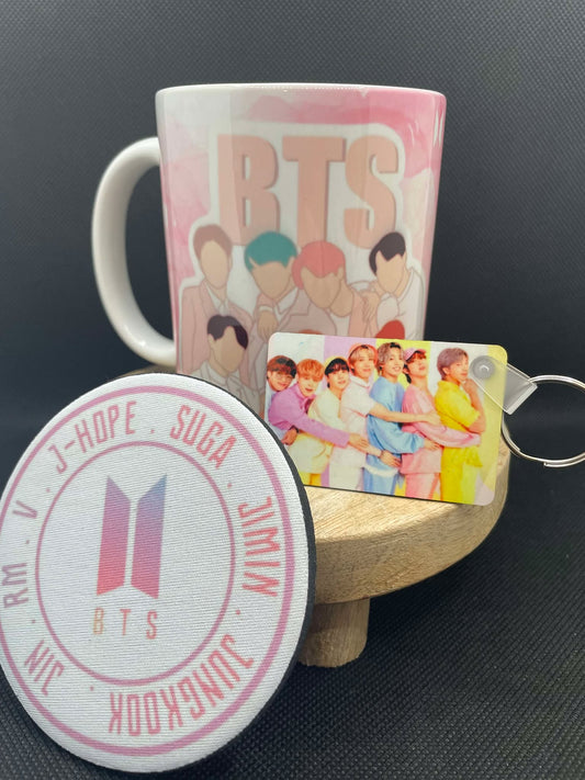 Coffret mug BTS + sous tasse + porte clé