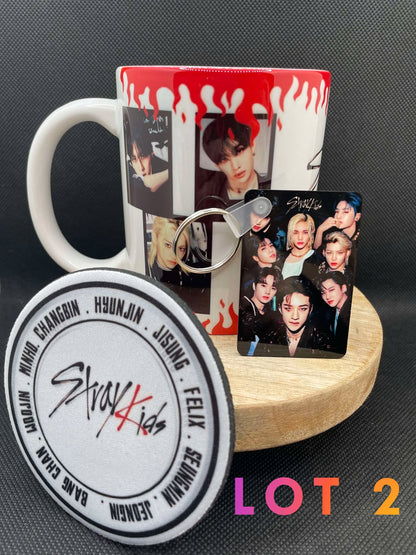 Coffret Mug Stray Kids + sous tasse + porte clé